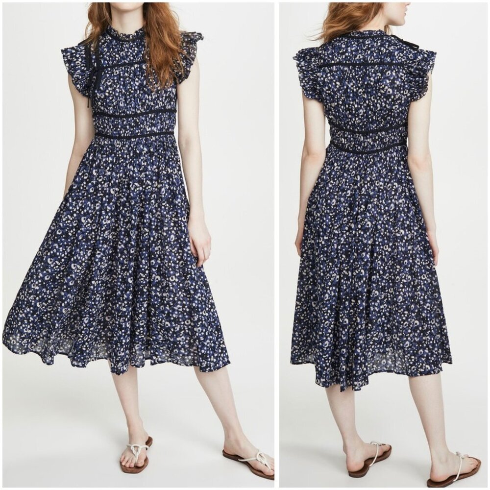 Ulla Johnson Amari Midi Dress in Indigo Blue $395 - Picture 2 of 14